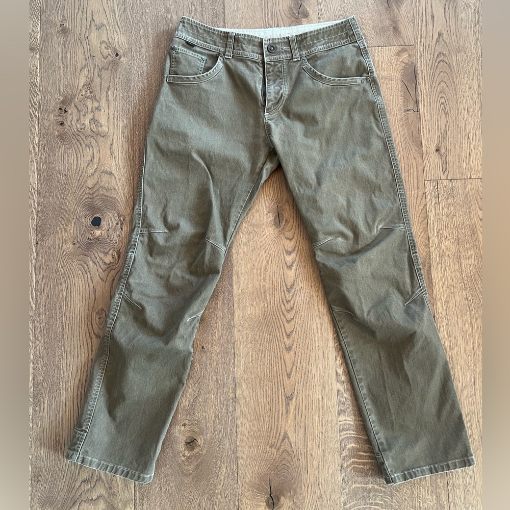 Kuhl Men's Khaki Green/brown Easy Ryder Pants 33x32 Outdoor Hiking Camping